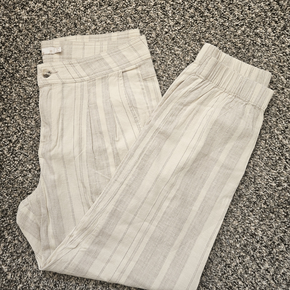 prAna Women's 10 Mantra Jogger - Cream Pinstripe - Hemp & Organic Cotton